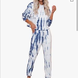 Matching blue and white tie dye set